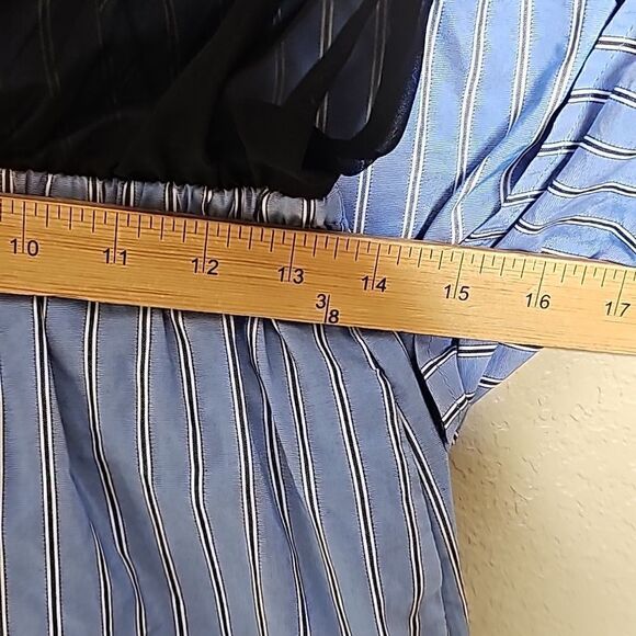 Zara Small Shirt Dress Button Front Blue Stripe Twist Front Long sleeve - Picture 11 of 11